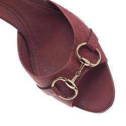 Pre Owned Gucci Pink Guccissima Leather Horsebit Slides Size 39