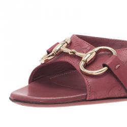 Pre Owned Gucci Pink Guccissima Leather Horsebit Slides Size 39