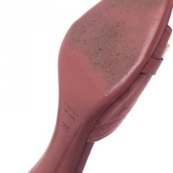 Pre Owned Gucci Pink Guccissima Leather Horsebit Slides Size 39