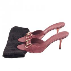 Pre Owned Gucci Pink Guccissima Leather Horsebit Slides Size 39