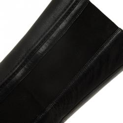 Pre Owned Gucci Black Leather and Elastic Horsebit Ankle Boots Size 36