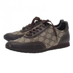 Pre Owned حذاء رياضي خفيف غوتشي غوتشيسيما كانفاس وجلد بيج مقاس 39