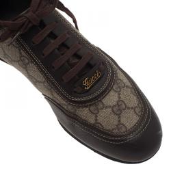 Pre Owned حذاء رياضي خفيف غوتشي غوتشيسيما كانفاس وجلد بيج مقاس 39