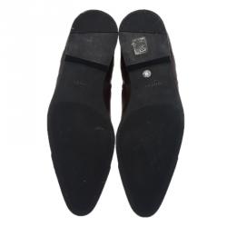 Pre Owned Gucci Brown Leather Flat Mid Calf Boots Size 42