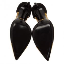 Pre Owned حذاء غوتشي سويدي أسود و مقدمة ذهبي مقاس 39