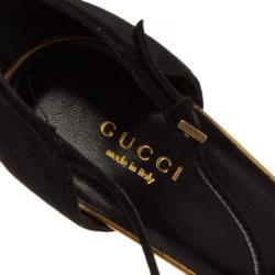 Pre Owned حذاء غوتشي سويدي أسود و مقدمة ذهبي مقاس 39