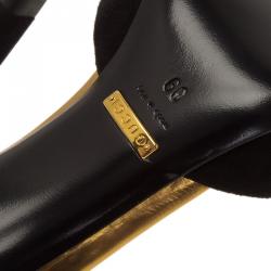 Pre Owned حذاء غوتشي سويدي أسود و مقدمة ذهبي مقاس 39