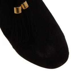 Pre Owned Gucci Black Suede Mischa Tassel Detail Ankle Booties Size 38