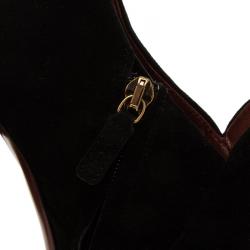 Pre Owned Gucci Black Suede Mischa Tassel Detail Ankle Booties Size 38