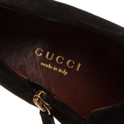 Pre Owned Gucci Black Suede Mischa Tassel Detail Ankle Booties Size 38