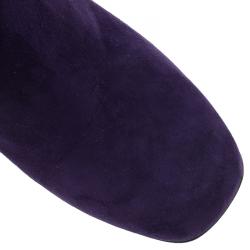 Pre Owned بوت للكاحل غوتشي سويدي أرجواني بإبزيم مقاس 38