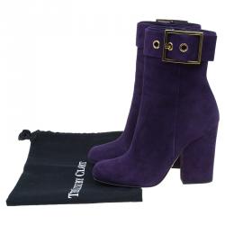 Pre Owned بوت للكاحل غوتشي سويدي أرجواني بإبزيم مقاس 38