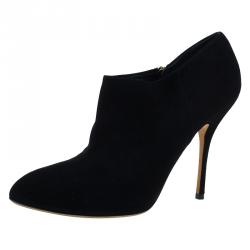 Pre Owned Gucci Black Suede Ankle Boots Size 40.5