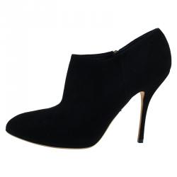 Pre Owned Gucci Black Suede Ankle Boots Size 40.5