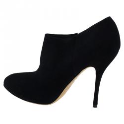 Pre Owned Gucci Black Suede Ankle Boots Size 40.5