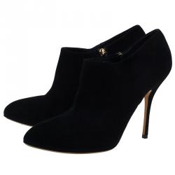 Pre Owned Gucci Black Suede Ankle Boots Size 40.5