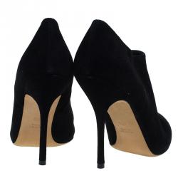 Pre Owned Gucci Black Suede Ankle Boots Size 40.5