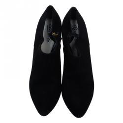 Pre Owned Gucci Black Suede Ankle Boots Size 40.5