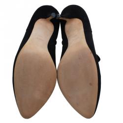 Pre Owned Gucci Black Suede Ankle Boots Size 40.5