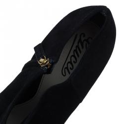Pre Owned Gucci Black Suede Ankle Boots Size 40.5