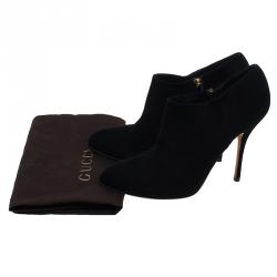 Pre Owned Gucci Black Suede Ankle Boots Size 40.5