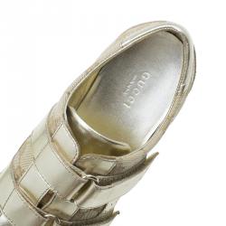 مملوكة مسبقًا حذاء رياضي غوتشي كانفاس غوتشيسيما ميتاليك و جلد بلازق مقاس 38