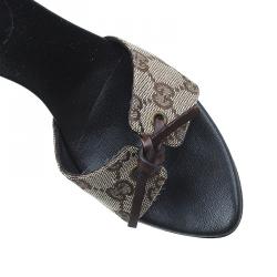 Pre Owned Gucci Beige Guccissima Canvas Knotted Bow Mules Size 37.5