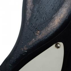 مملوكة مسبقًا Gucci Black Suede Peep Toe Slingback Platform Wedge Sandals Size 36