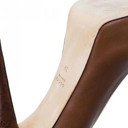 مملوكة مسبقًا Gucci Brown Leather Sofia Peep Toe Platform Pumps Size 39
