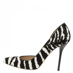 مملوكة مسبقًا Gucci Zebra Pony Hair Pointed D'Orsay Pumps Size 38.5