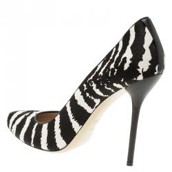 مملوكة مسبقًا Gucci Zebra Pony Hair Pointed D'Orsay Pumps Size 38.5