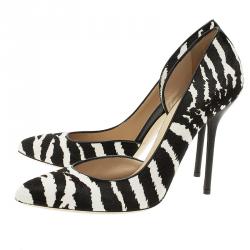 مملوكة مسبقًا Gucci Zebra Pony Hair Pointed D'Orsay Pumps Size 38.5