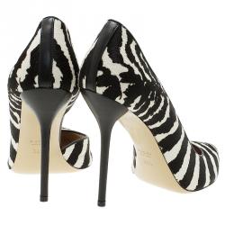 مملوكة مسبقًا Gucci Zebra Pony Hair Pointed D'Orsay Pumps Size 38.5