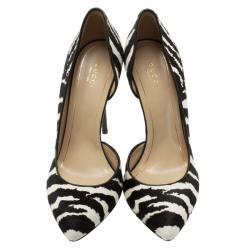 مملوكة مسبقًا Gucci Zebra Pony Hair Pointed D'Orsay Pumps Size 38.5