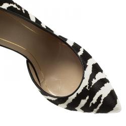 مملوكة مسبقًا Gucci Zebra Pony Hair Pointed D'Orsay Pumps Size 38.5