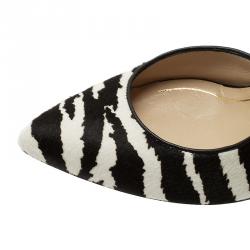 مملوكة مسبقًا Gucci Zebra Pony Hair Pointed D'Orsay Pumps Size 38.5