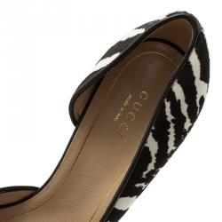 مملوكة مسبقًا Gucci Zebra Pony Hair Pointed D'Orsay Pumps Size 38.5