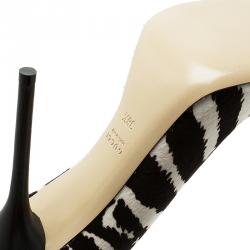 مملوكة مسبقًا Gucci Zebra Pony Hair Pointed D'Orsay Pumps Size 38.5