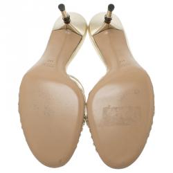 مملوكة مسبقًا صندل سلايد غوتشي جلد ذهبي ميتاليك مقاس 41