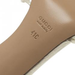 مملوكة مسبقًا صندل سلايد غوتشي جلد ذهبي ميتاليك مقاس 41