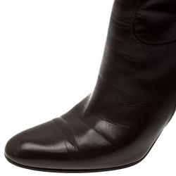 Pre Owned Gucci Brown Crocodile and Leather Over Knee Boots Size 37