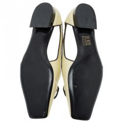 Pre Owned حذاء باليرينا فلات غوتشي جلد أصفر لامع هورسبيت مزين مقاس 37.5