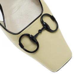 Pre Owned حذاء باليرينا فلات غوتشي جلد أصفر لامع هورسب يت مزين مقاس 37.5