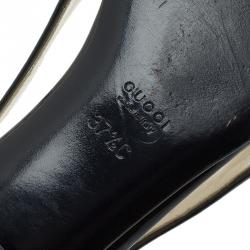 Pre Owned حذاء باليرينا فلات غوتشي جلد أصفر لامع هورسبيت مزين مقاس 37.5