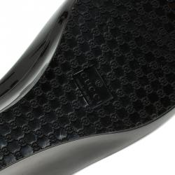 Pre Owned Gucci Black GG Marola Rubber Peep Toe Wedge Pump Size 38