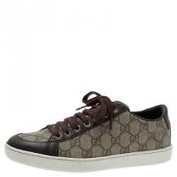 Gucci Brown GG Supreme Canvas Leather Brooklyn Sneakers Size 37 Gucci | The Luxury Closet