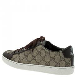 مملوكة مسبقًا Gucci Brown GG Supreme Canvas and Leather Brooklyn Sneakers Size 37