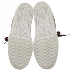 مملوكة مسبقًا Gucci Brown GG Supreme Canvas and Leather Brooklyn Sneakers Size 37