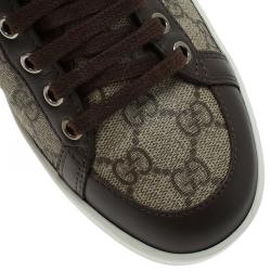 مملوكة مسبقًا Gucci Brown GG Supreme Canvas and Leather Brooklyn Sneakers Size 37