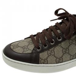 مملوكة مسبقًا Gucci Brown GG Supreme Canvas and Leather Brooklyn Sneakers Size 37